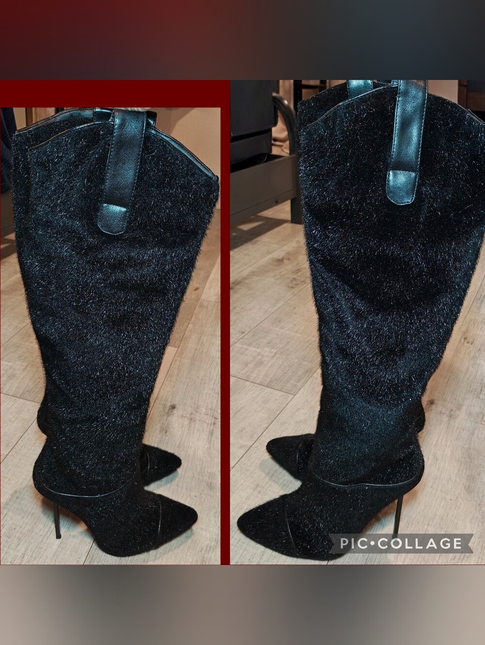 🔥Y2K 12x12 LOS ANGELES SHAGGY TINSEL FAUX FUR SLOUCH BOOTS🔥
